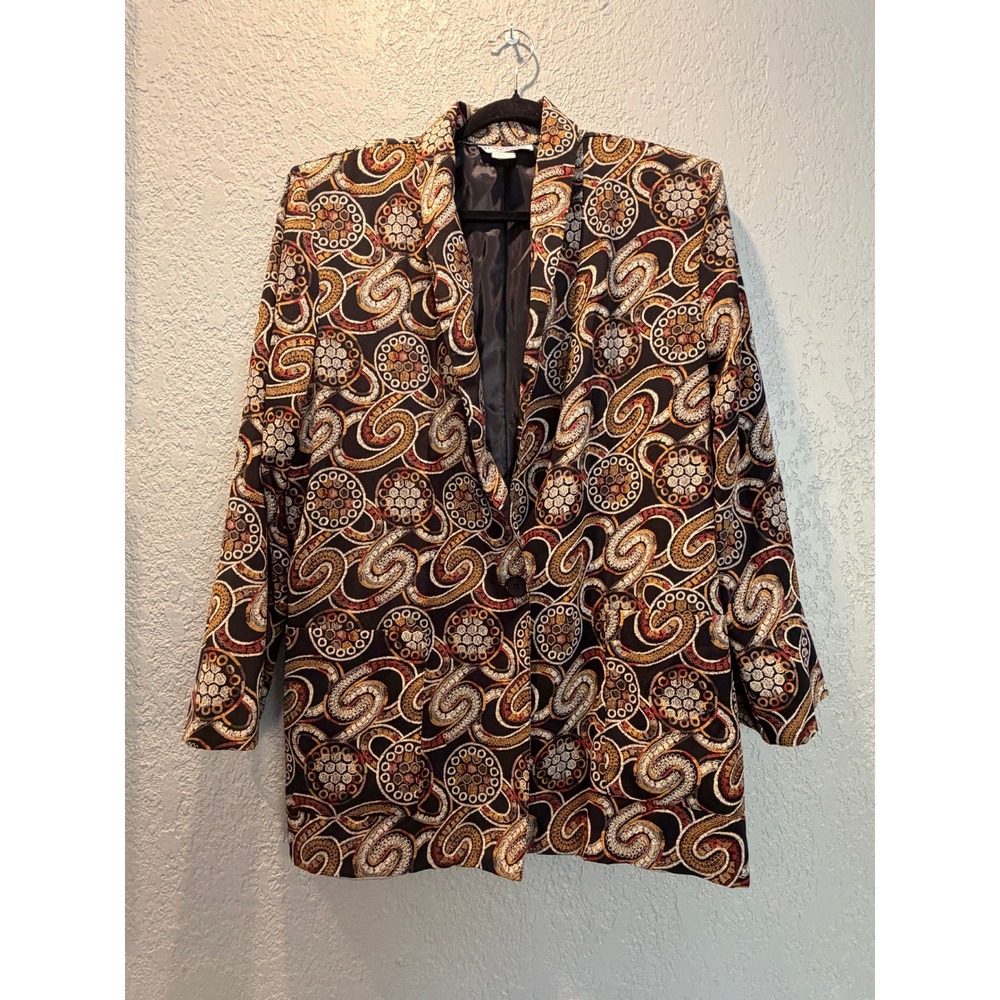 Kensington Square Blazer Jacket Abstract Paisley Print Vintage Made in USA‎